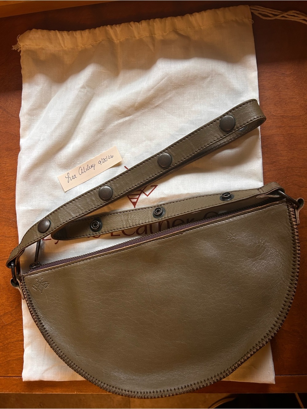 Lyons leather Sage Green Biggie Crossbody convertible Bag